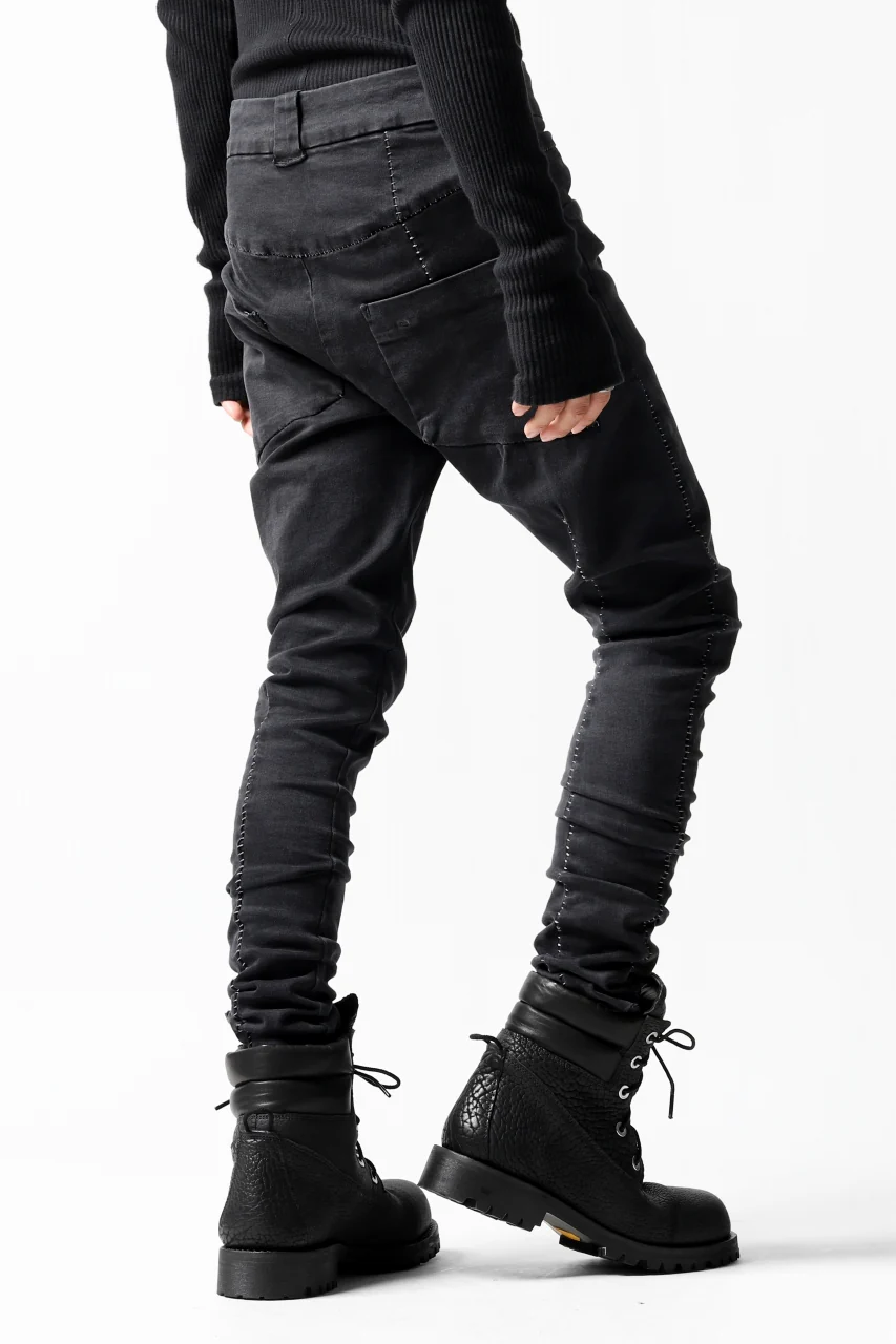thomkrom OVER LOCKED SKINNY TROUSERS /  HYPER STRETCH DENIM (BLACK) - Image 4