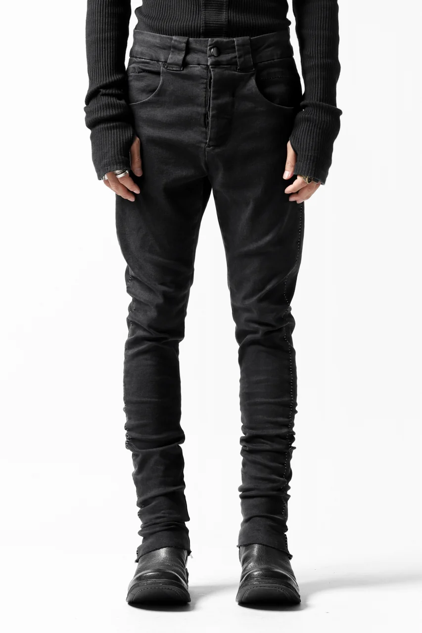 thomkrom OVER LOCKED SKINNY TROUSERS /  HYPER STRETCH DENIM (BLACK) - Image 5