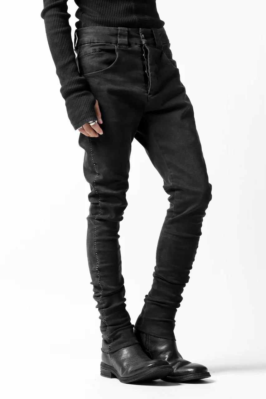 thomkrom OVER LOCKED SKINNY TROUSERS /  HYPER STRETCH DENIM (BLACK) - Image 6