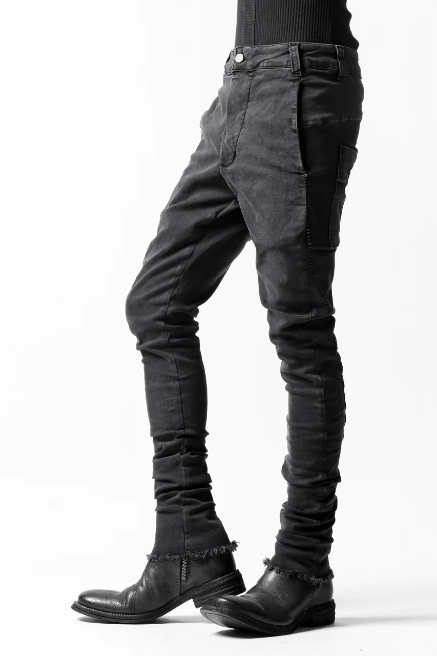 thomkrom OVER LOCKED SKINNY TROUSERS / HYPER STRETCH DENIM (DARK GREY) - Image 25