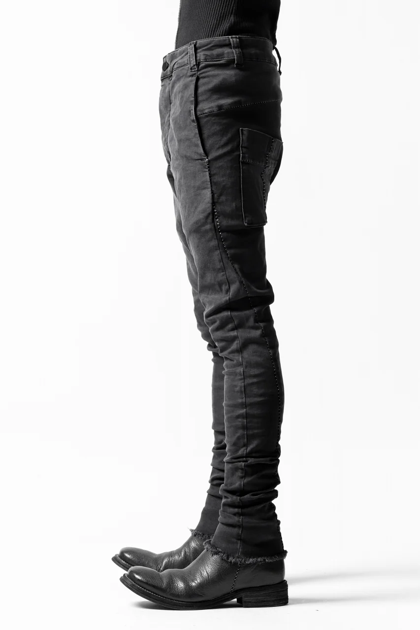 thomkrom OVER LOCKED SKINNY TROUSERS / HYPER STRETCH DENIM (DARK GREY) - Image 26