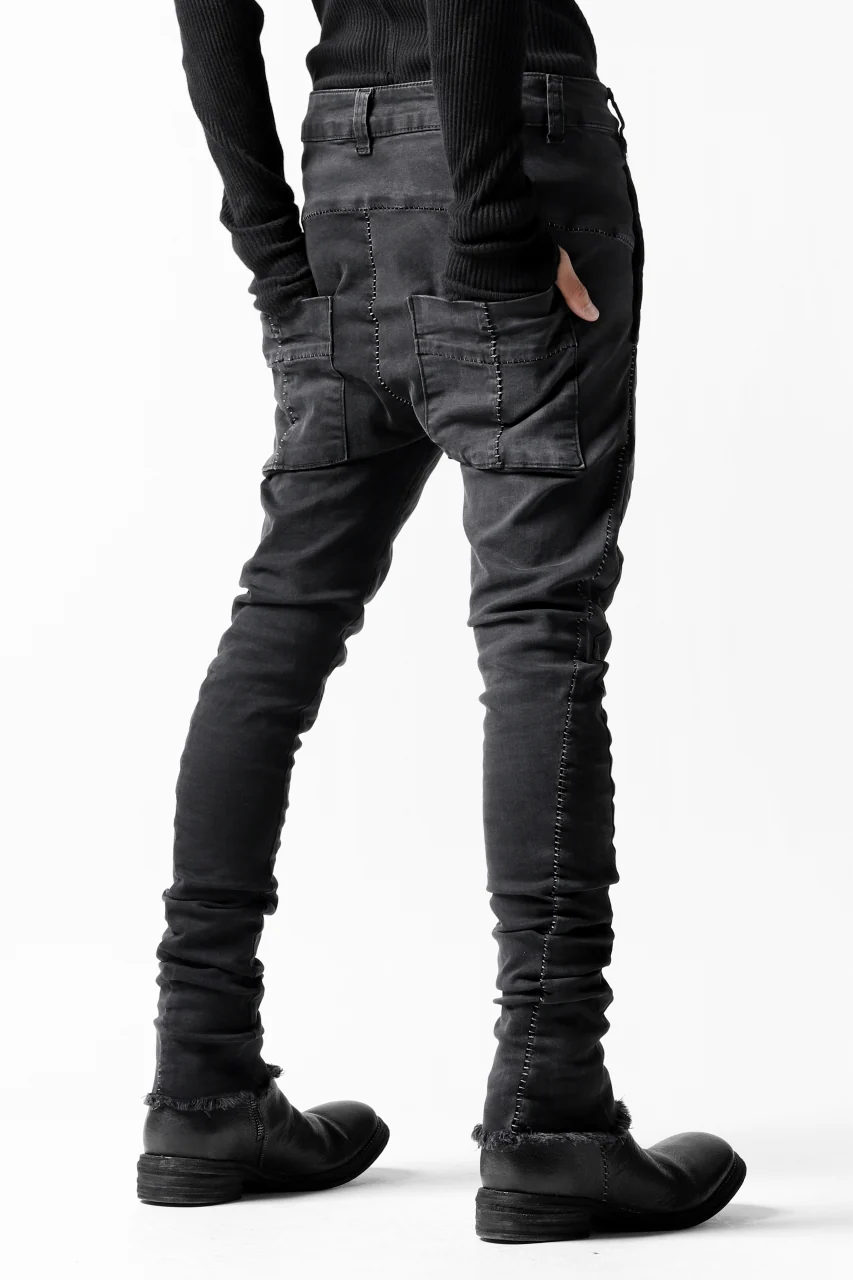 thomkrom OVER LOCKED SKINNY TROUSERS / HYPER STRETCH DENIM (DARK GREY) - Image 30