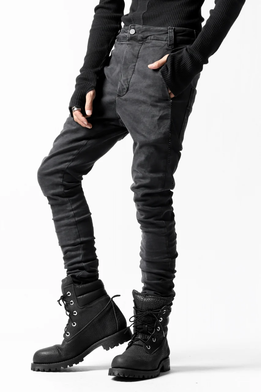 thomkrom OVER LOCKED SKINNY TROUSERS / HYPER STRETCH DENIM (DARK GREY) - Image 4