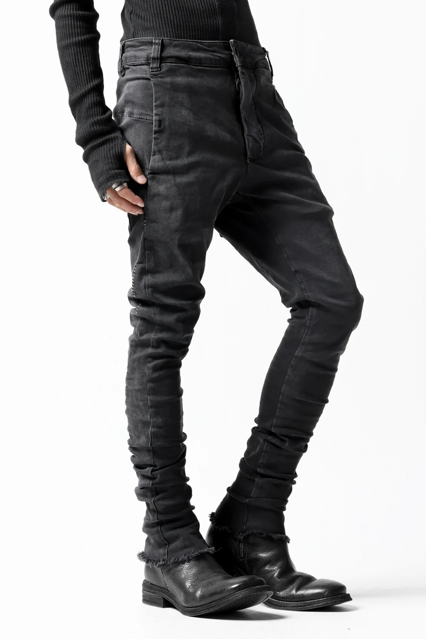 thomkrom OVER LOCKED SKINNY TROUSERS / HYPER STRETCH DENIM (DARK GREY) - Image 7