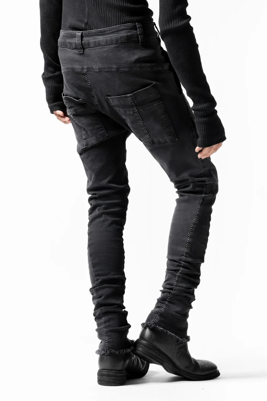 thomkrom OVER LOCKED SKINNY TROUSERS / HYPER STRETCH DENIM (DARK GREY) - Image 8