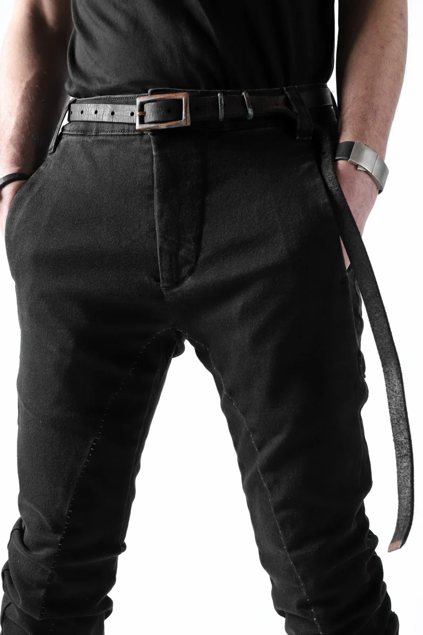 thomkrom OVER LOCKED SLIM TROUSERS / FADE STRETCH DENIM (BLACK) - Image 10