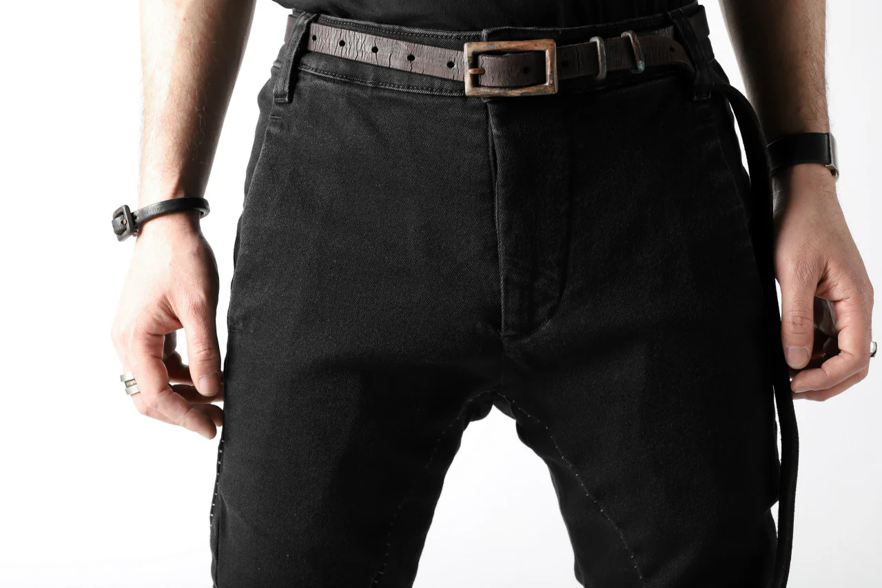 thomkrom OVER LOCKED SLIM TROUSERS / FADE STRETCH DENIM (BLACK) - Image 14
