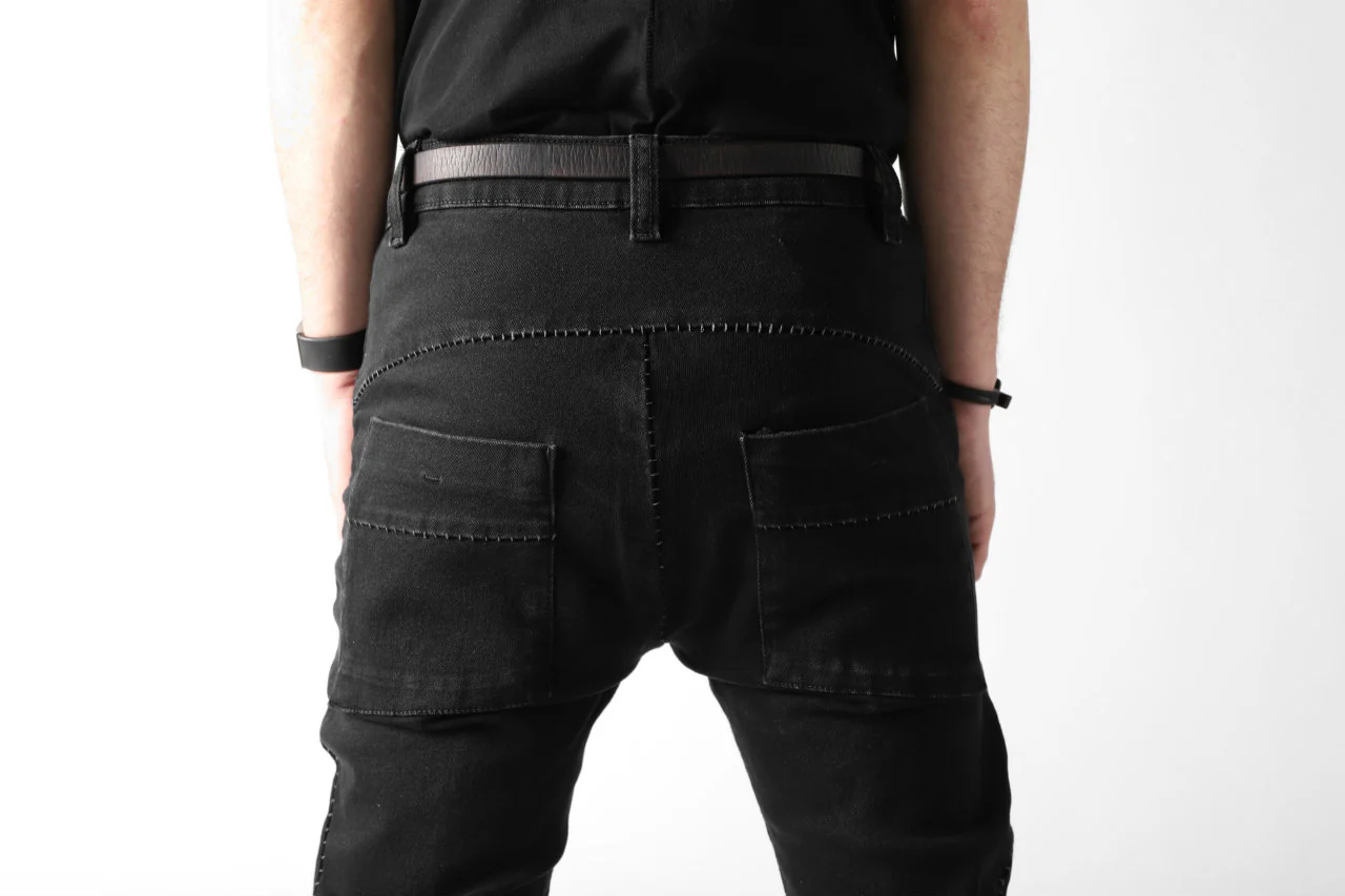 thomkrom OVER LOCKED SLIM TROUSERS / FADE STRETCH DENIM (BLACK) - Image 16