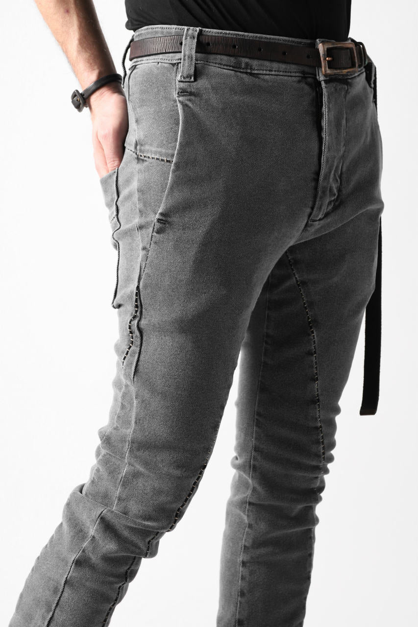 thomkrom OVER LOCKED SLIM TROUSERS / FADE STRETCH DENIM (LIGHT GREY) - Image 12