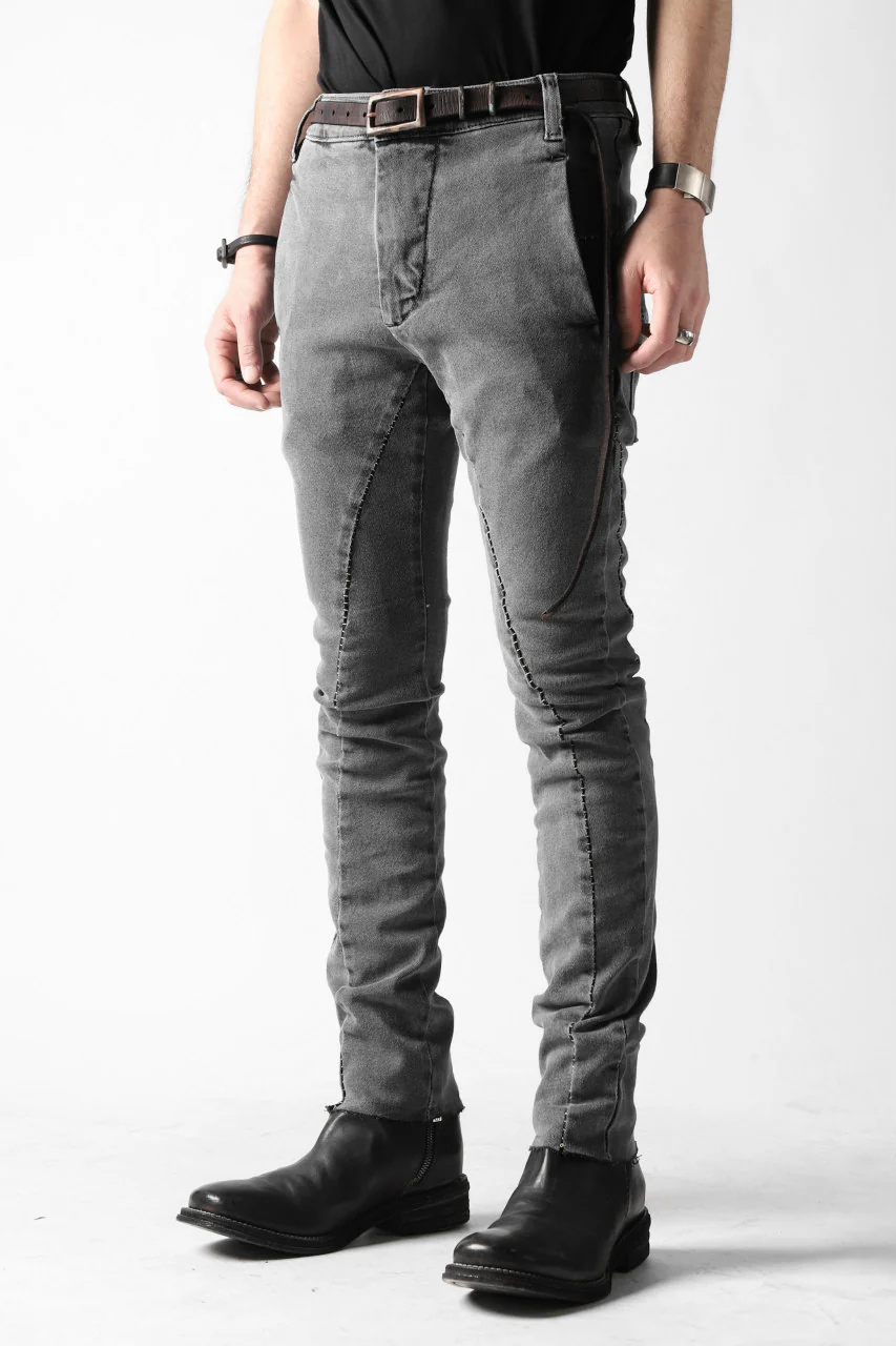 thomkrom OVER LOCKED SLIM TROUSERS / FADE STRETCH DENIM (LIGHT GREY) - Image 8