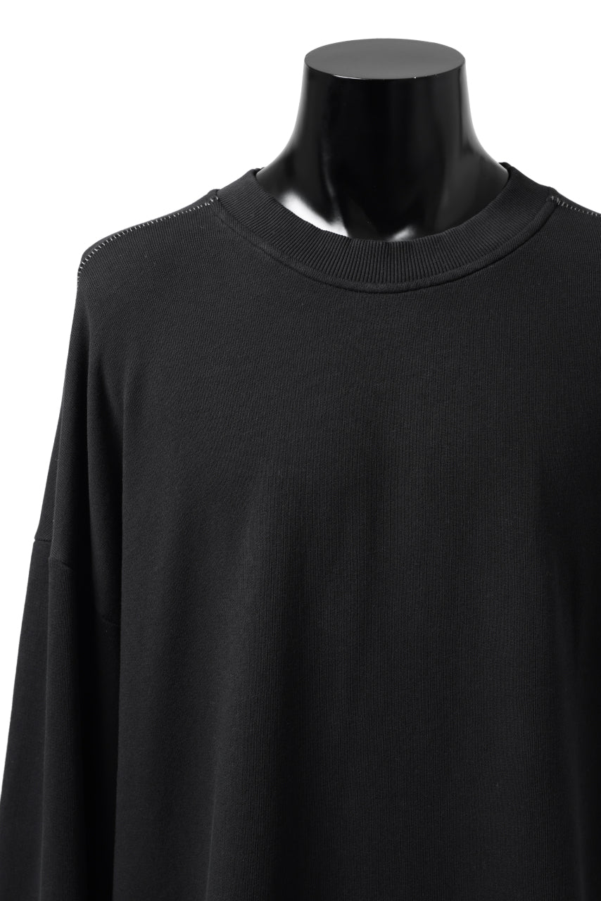 thomkrom OVERLOCKED RELAX L/S TOPS / FRENCH TERRY ORGANIC (BLACK) - Image 6
