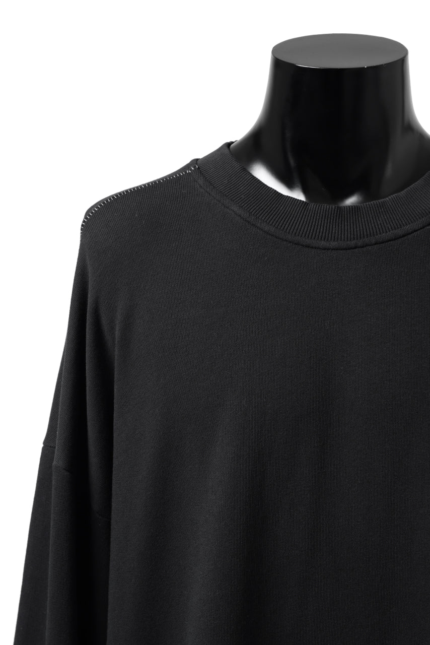 thomkrom OVERLOCKED RELAX L/S TOPS / FRENCH TERRY ORGANIC (BLACK) - Image 7