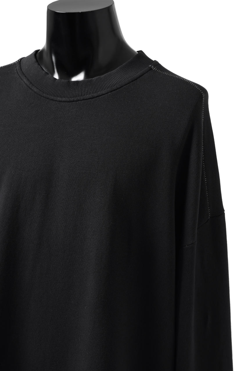 thomkrom OVERLOCKED RELAX L/S TOPS / FRENCH TERRY ORGANIC (BLACK) - Image 8