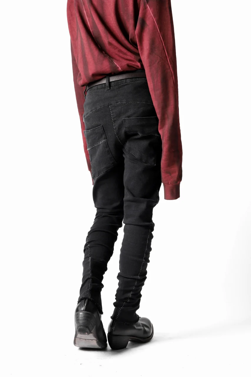 thomkrom OVERLOCKED SKINNY TROUSERS / STRETCH DENIM (BLACK) - Image 3