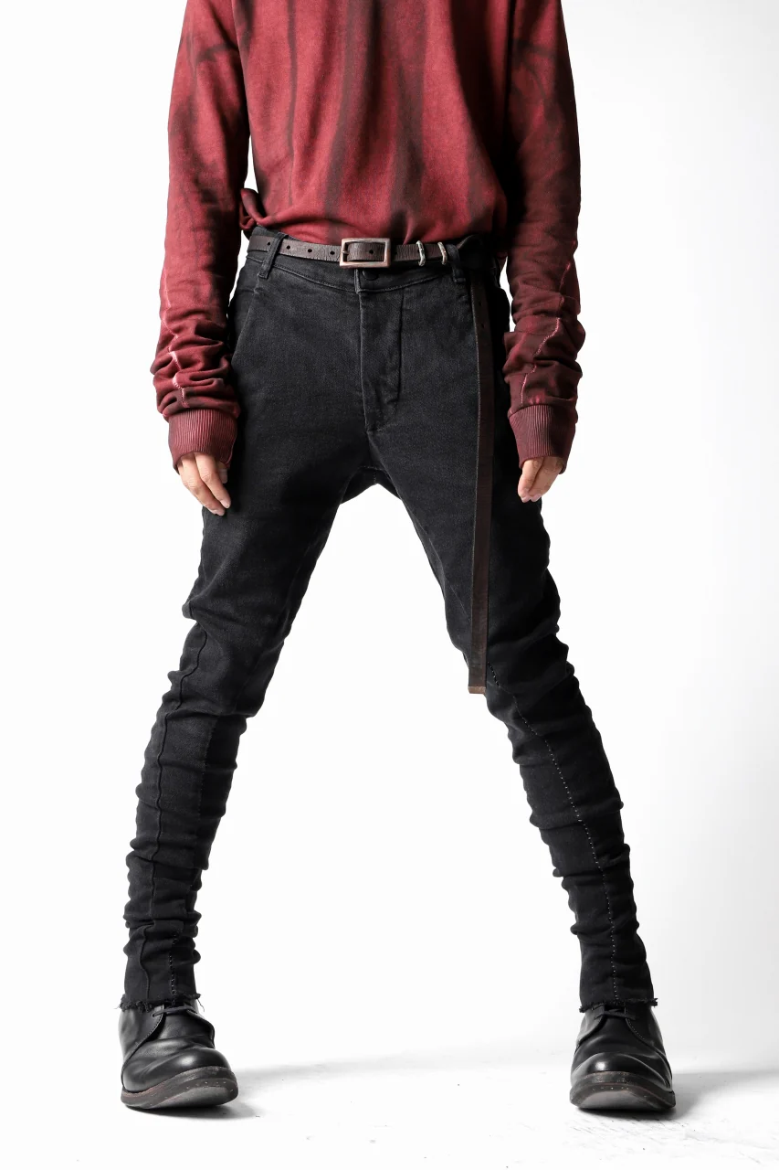 thomkrom OVERLOCKED SKINNY TROUSERS / STRETCH DENIM (BLACK) - Image 4