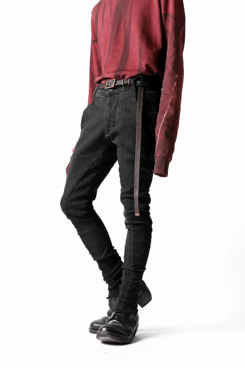 thomkrom OVERLOCKED SKINNY TROUSERS / STRETCH DENIM (BLACK) - Image 7