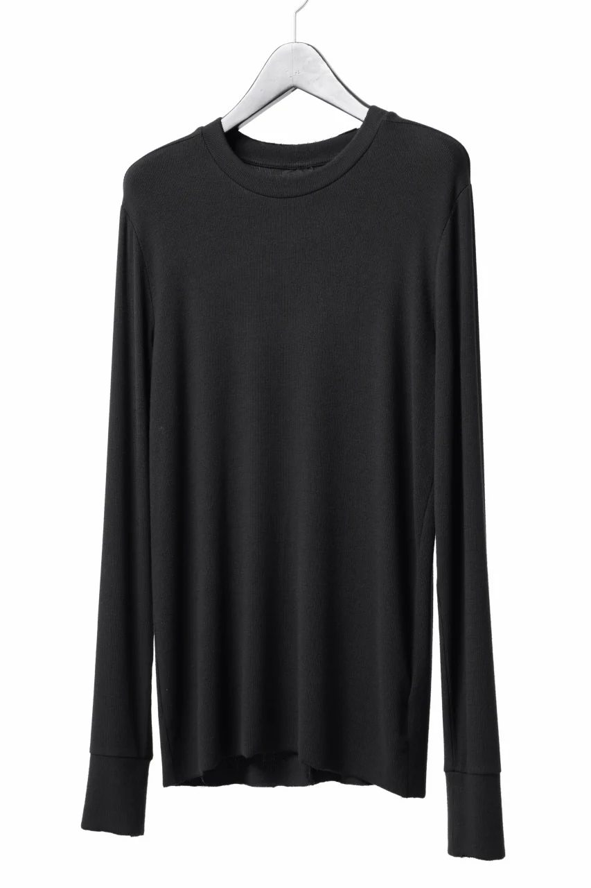 thomkrom ROUND NECK TOPS / STRETCH MIXED-UP RIB (BLACK) - Image 2