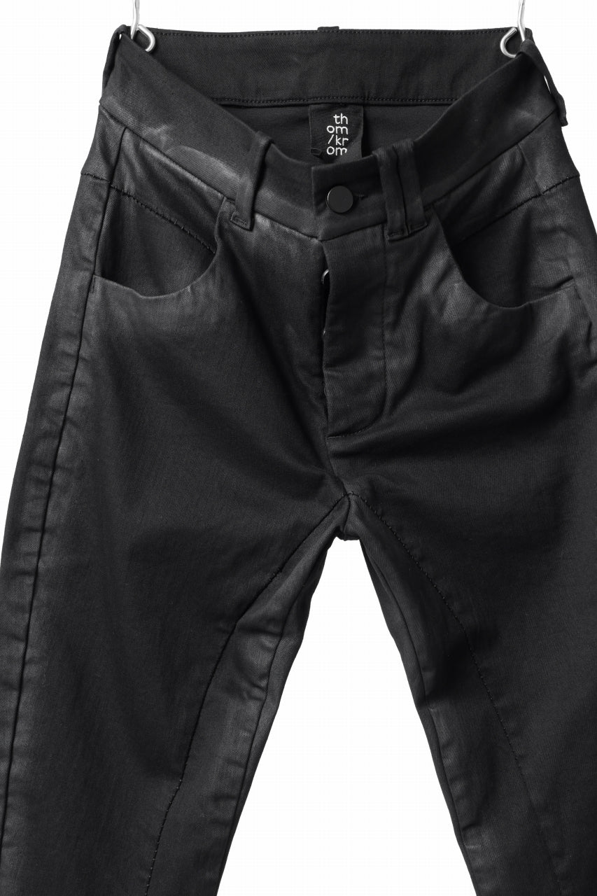 thomkrom SKINNY TROUSERS with CONTRAST SCAR STITCH / STRETCH DENIM (BLACK COATED) - Image 10