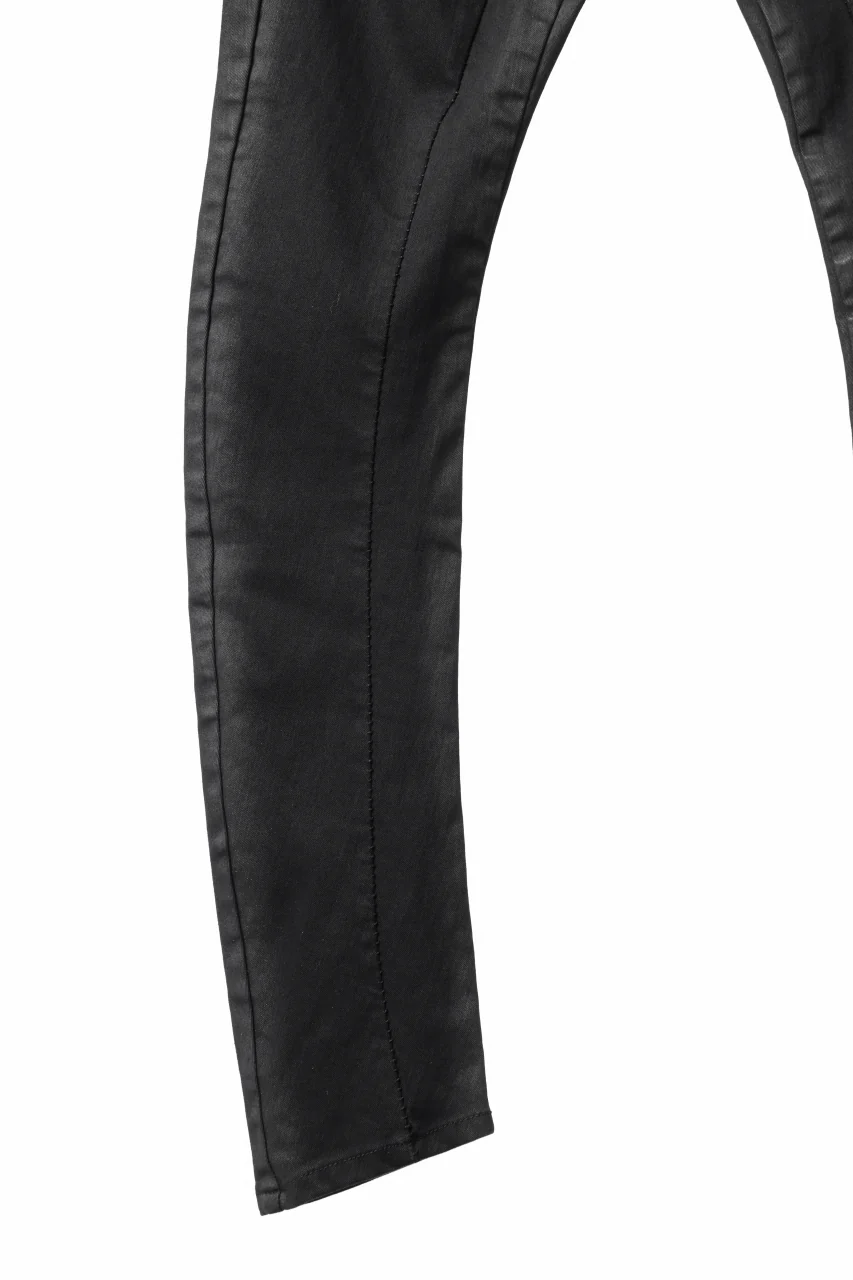 thomkrom SKINNY TROUSERS with CONTRAST SCAR STITCH / STRETCH DENIM (BLACK COATED) - Image 11
