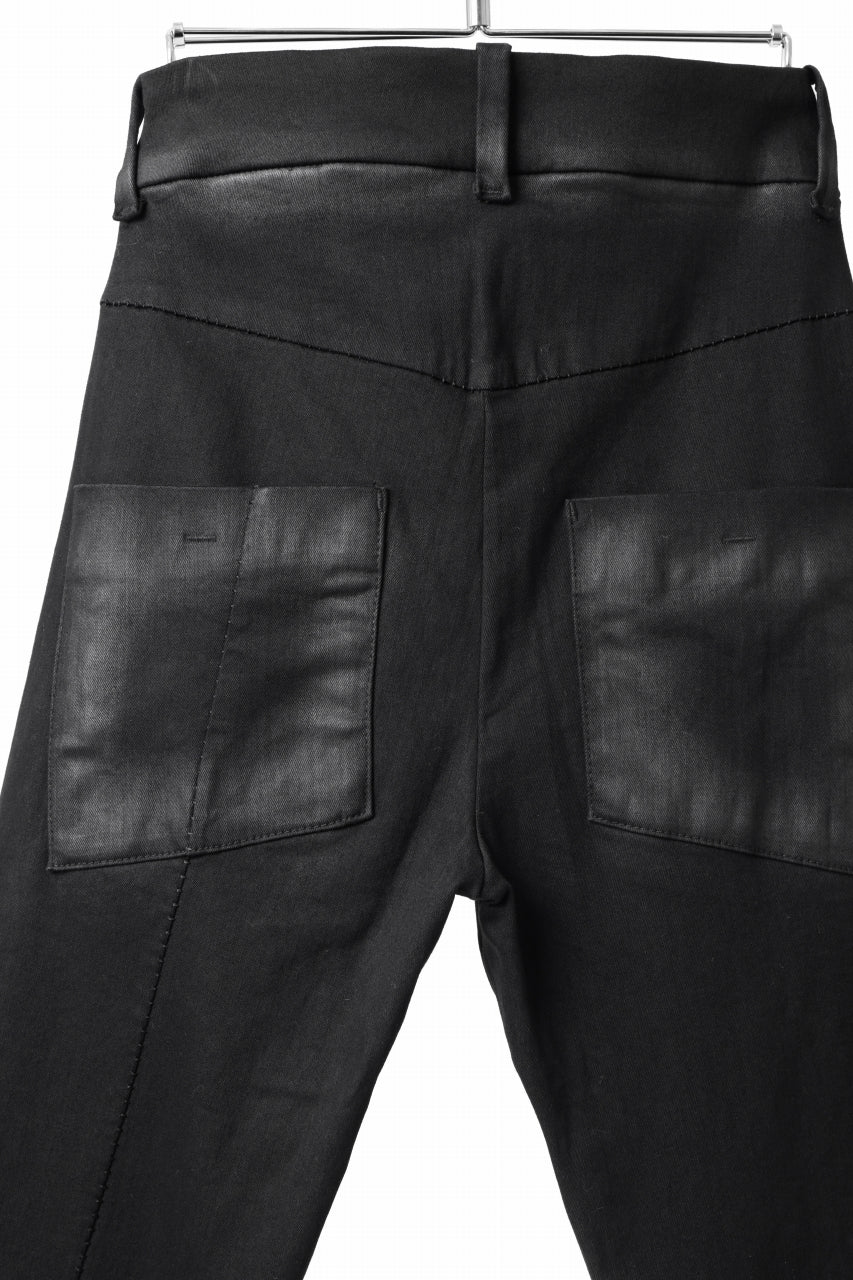 thomkrom SKINNY TROUSERS with CONTRAST SCAR STITCH / STRETCH DENIM (BLACK COATED) - Image 15