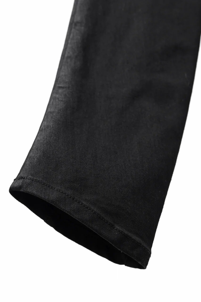 thomkrom SKINNY TROUSERS with CONTRAST SCAR STITCH / STRETCH DENIM (BLACK COATED) - Image 16