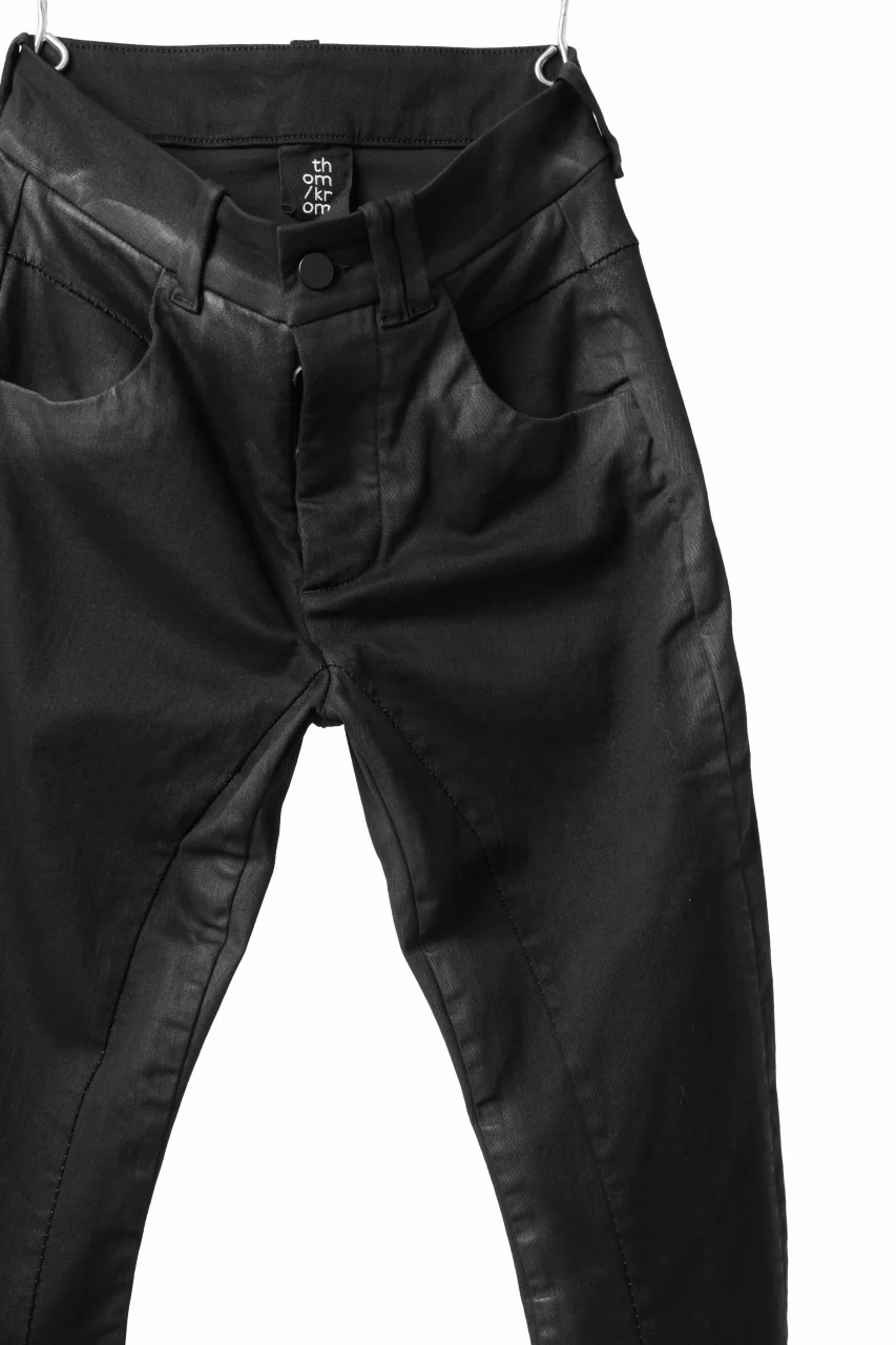 thomkrom SKINNY TROUSERS with CONTRAST SCAR STITCH / STRETCH DENIM (BLACK COATED) - Image 4