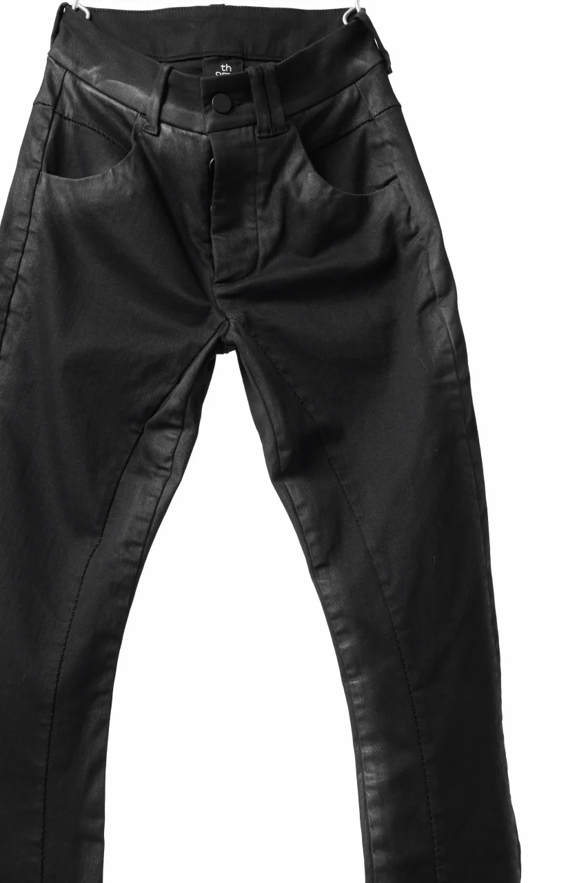 thomkrom SKINNY TROUSERS with CONTRAST SCAR STITCH / STRETCH DENIM (BLACK COATED) - Image 5