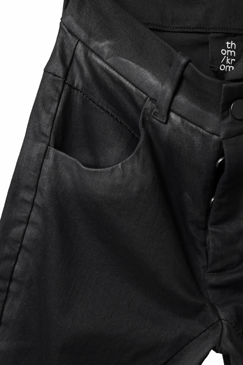 thomkrom SKINNY TROUSERS with CONTRAST SCAR STITCH / STRETCH DENIM (BLACK COATED) - Image 6