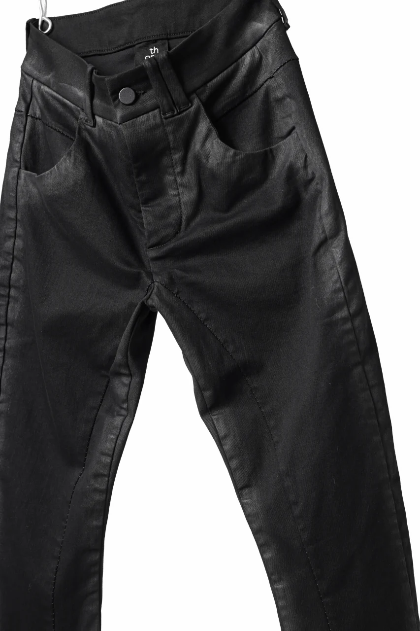 thomkrom SKINNY TROUSERS with CONTRAST SCAR STITCH / STRETCH DENIM (BLACK COATED) - Image 7