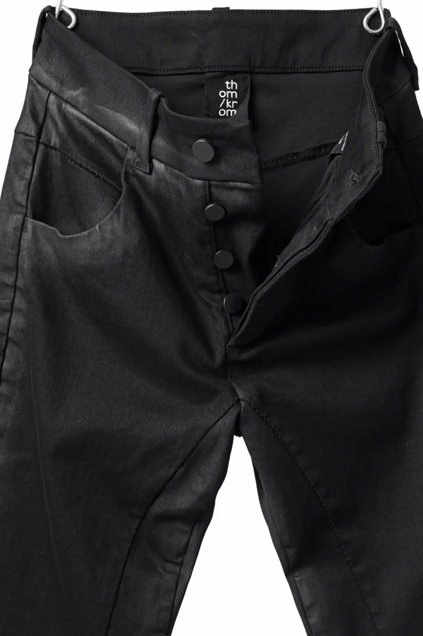 thomkrom SKINNY TROUSERS with CONTRAST SCAR STITCH / STRETCH DENIM (BLACK COATED) - Image 8