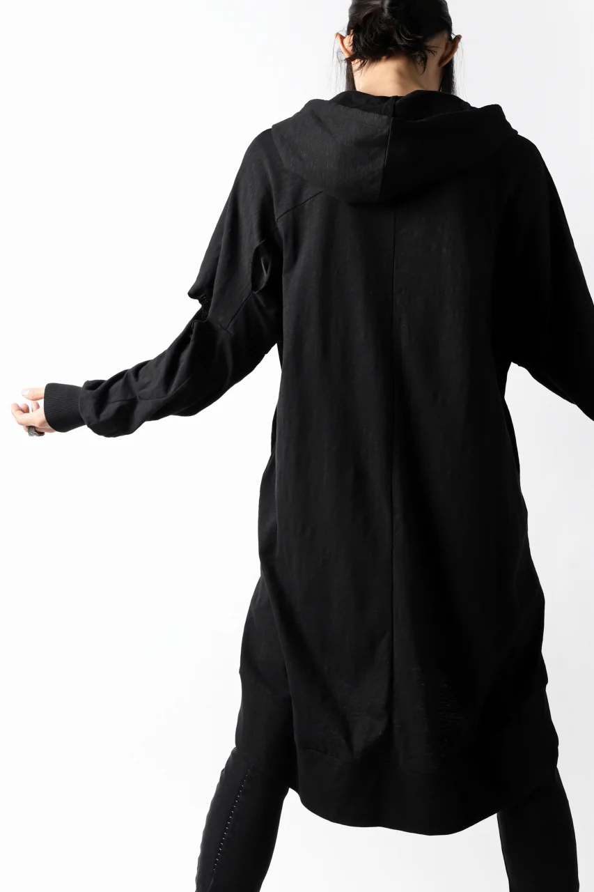 thomkrom SLAB JERSEY HOODIE ZIP UP PARKA / SLASHED CUT (BLACK) - Image 16