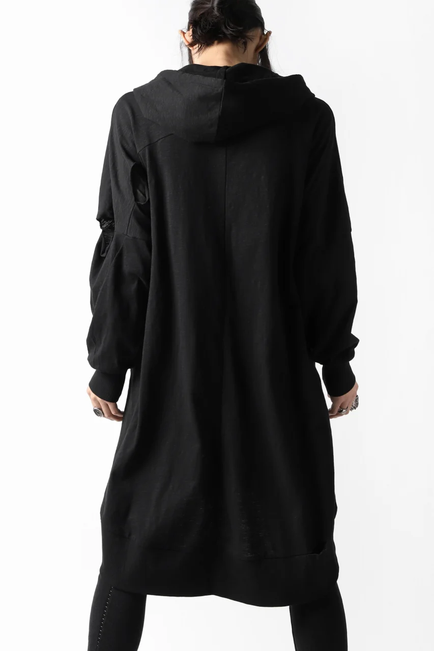 thomkrom SLAB JERSEY HOODIE ZIP UP PARKA / SLASHED CUT (BLACK) - Image 17