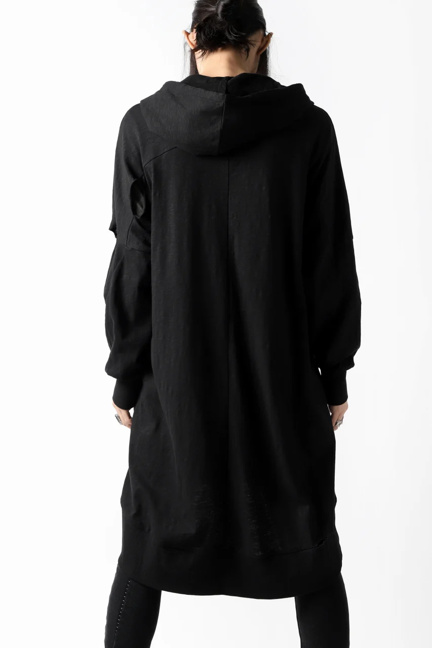 thomkrom SLAB JERSEY HOODIE ZIP UP PARKA / SLASHED CUT (BLACK) - Image 18