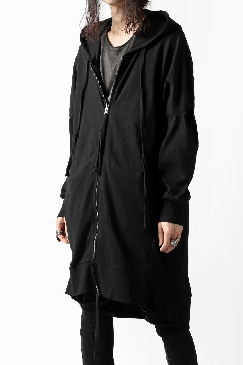 thomkrom SLAB JERSEY HOODIE ZIP UP PARKA / SLASHED CUT (BLACK) - Image 20