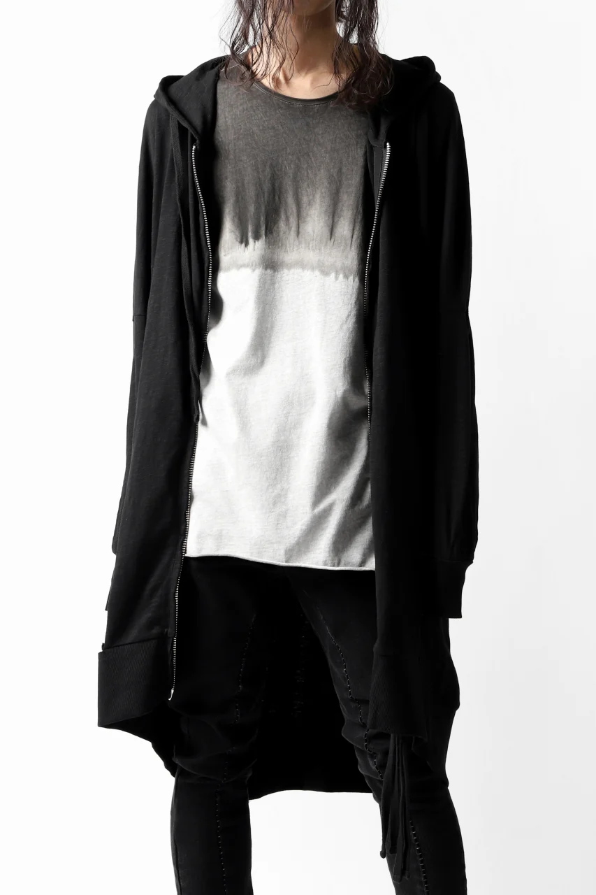 thomkrom SLAB JERSEY HOODIE ZIP UP PARKA / SLASHED CUT (BLACK) - Image 28