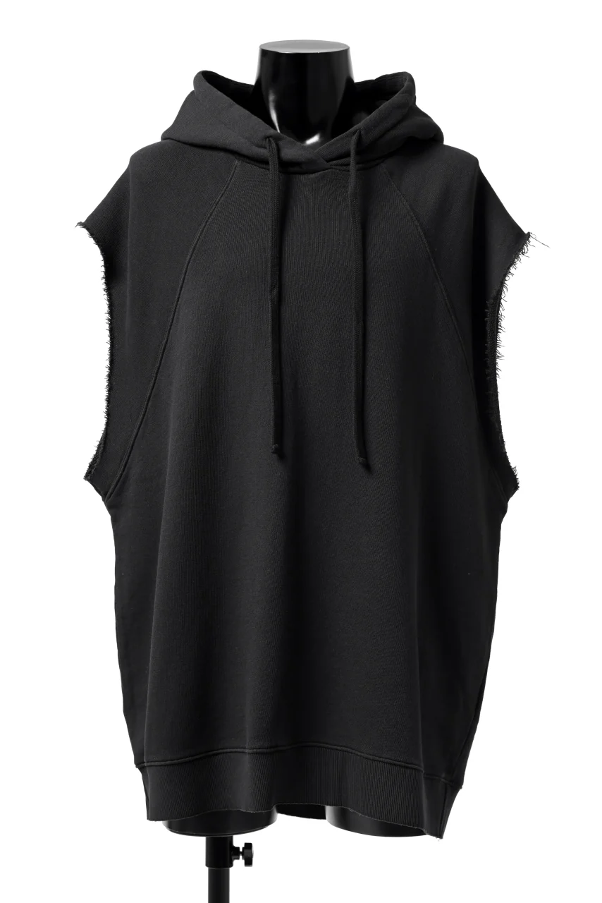 thomkrom SLEEVELESS HOODIE TOPS / FRENCH TERRY ORGANIC (BLACK)
