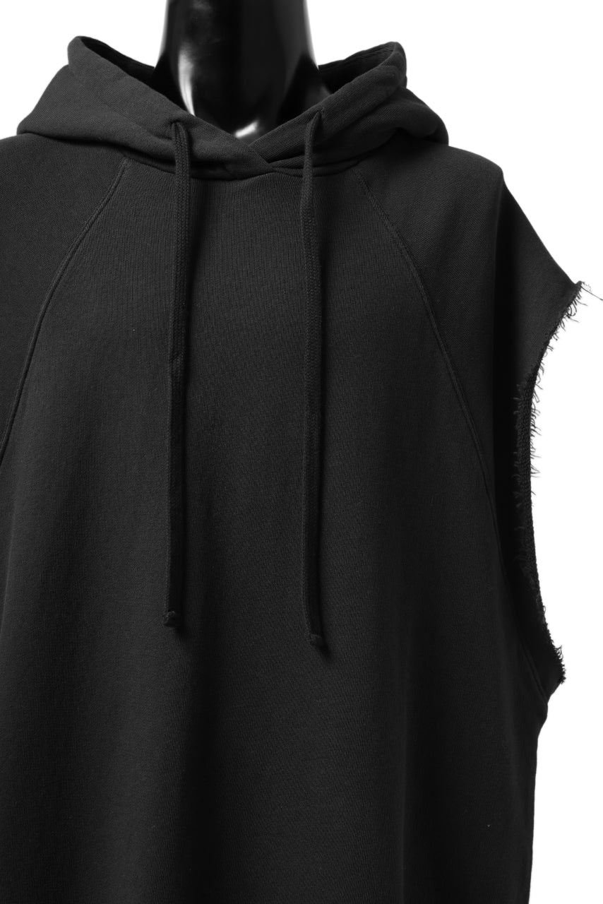 thomkrom SLEEVELESS HOODIE TOPS / FRENCH TERRY ORGANIC (BLACK) - Image 10