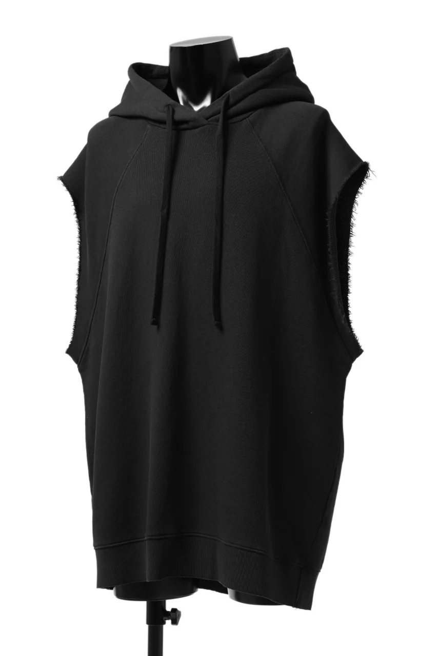 thomkrom SLEEVELESS HOODIE TOPS / FRENCH TERRY ORGANIC (BLACK) - Image 2