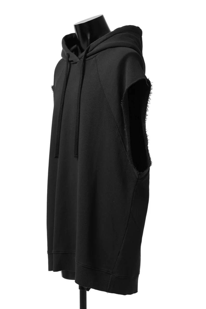 thomkrom SLEEVELESS HOODIE TOPS / FRENCH TERRY ORGANIC (BLACK) - Image 3