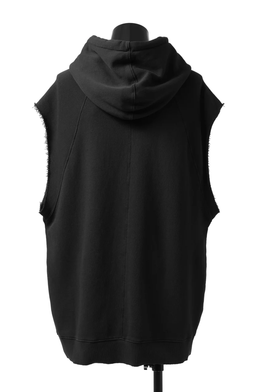 thomkrom SLEEVELESS HOODIE TOPS / FRENCH TERRY ORGANIC (BLACK) - Image 5