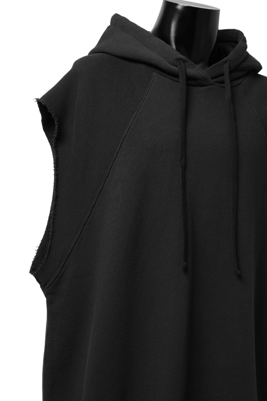 thomkrom SLEEVELESS HOODIE TOPS / FRENCH TERRY ORGANIC (BLACK) - Image 9