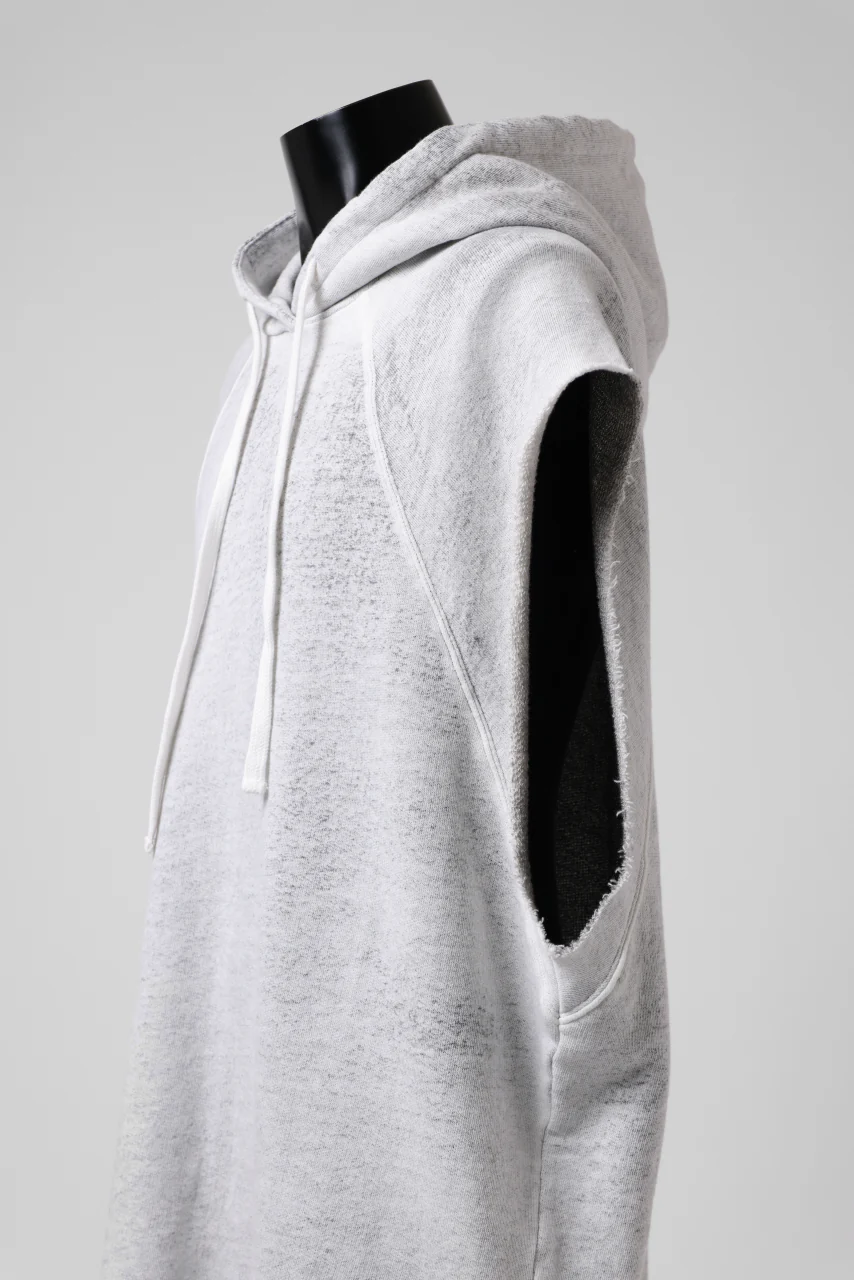 thomkrom SPLAY DYED SLEEVELESS HOODIE TOPS / FRENCH TERRY ORGANIC (OFF WHITE) - Image 12