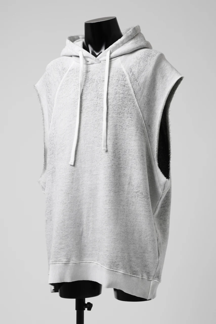 thomkrom SPLAY DYED SLEEVELESS HOODIE TOPS / FRENCH TERRY ORGANIC (OFF WHITE) - Image 3
