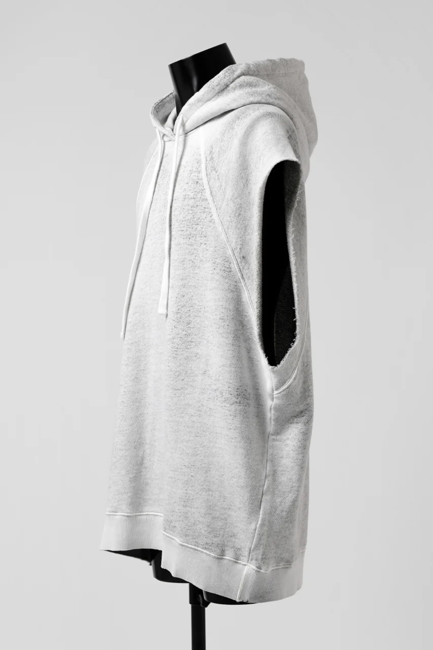 thomkrom SPLAY DYED SLEEVELESS HOODIE TOPS / FRENCH TERRY ORGANIC (OFF WHITE) - Image 4