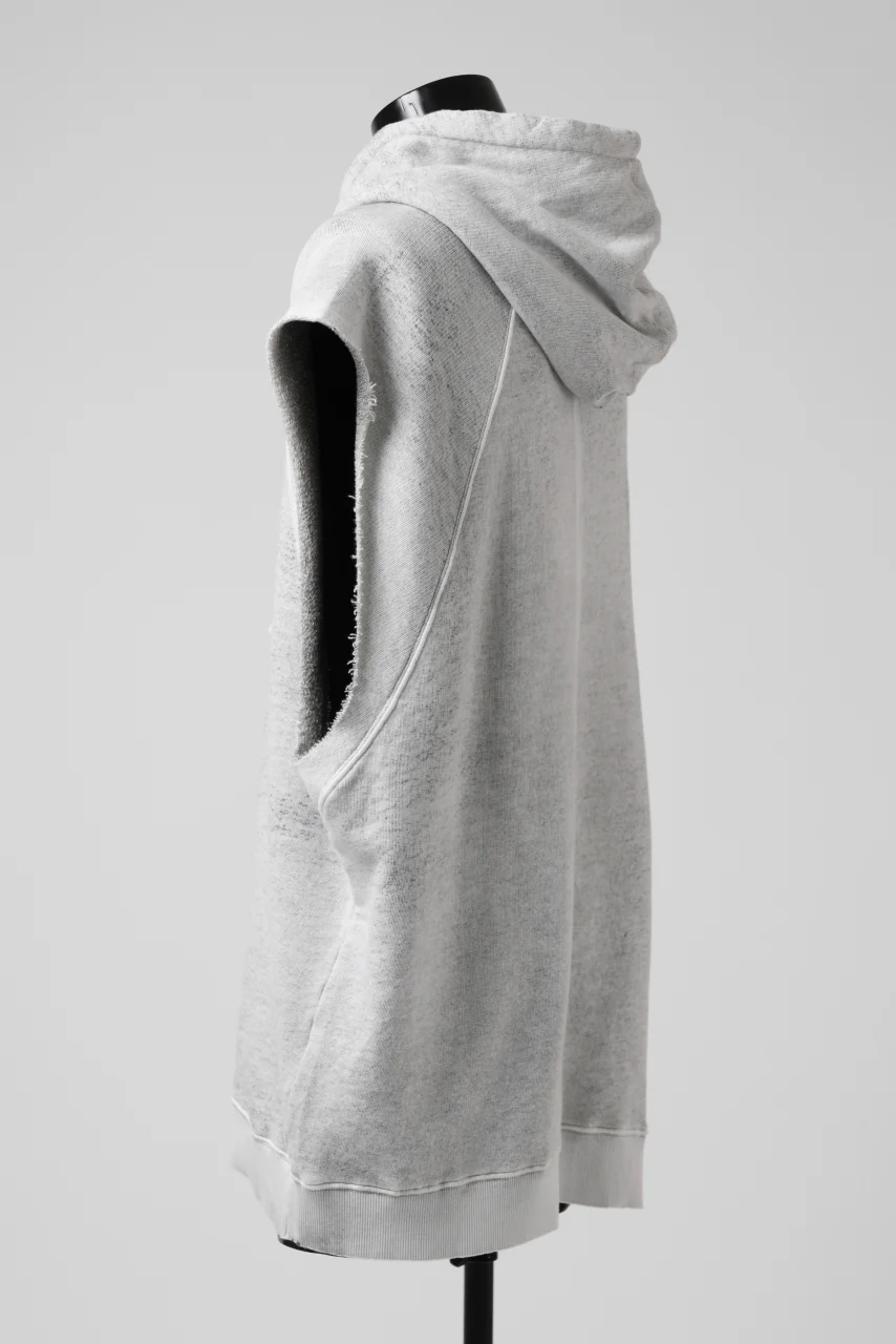 thomkrom SPLAY DYED SLEEVELESS HOODIE TOPS / FRENCH TERRY ORGANIC (OFF WHITE) - Image 5