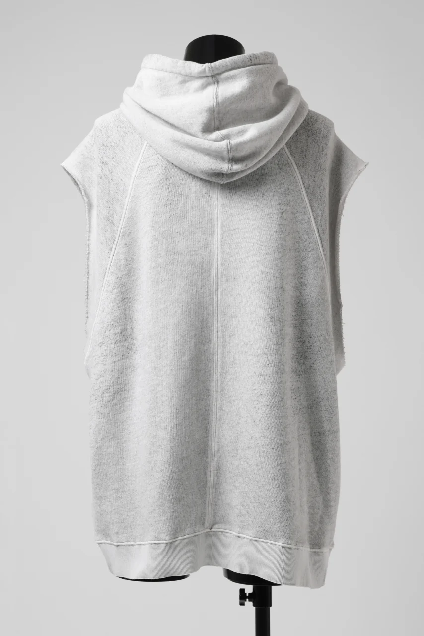thomkrom SPLAY DYED SLEEVELESS HOODIE TOPS / FRENCH TERRY ORGANIC (OFF WHITE) - Image 6