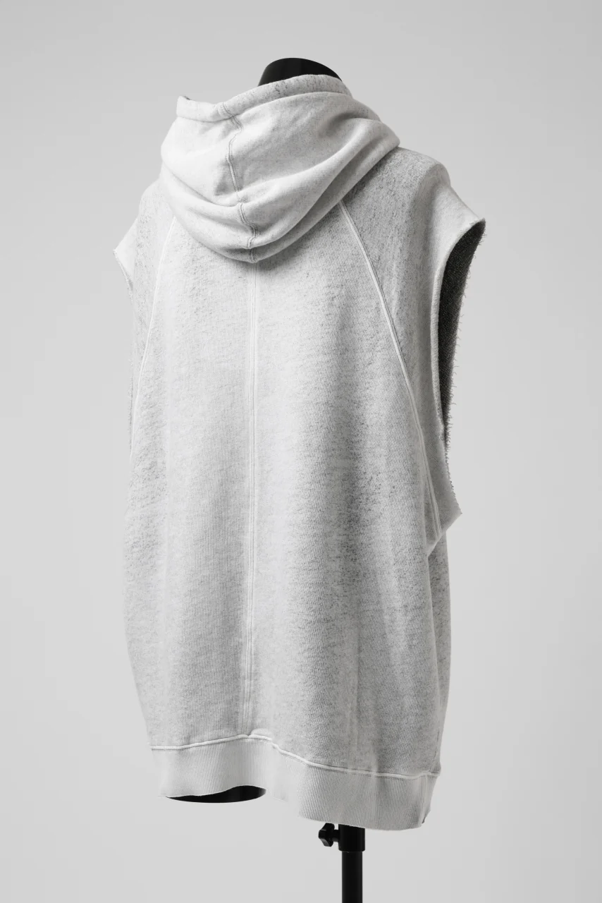 thomkrom SPLAY DYED SLEEVELESS HOODIE TOPS / FRENCH TERRY ORGANIC (OFF WHITE) - Image 7