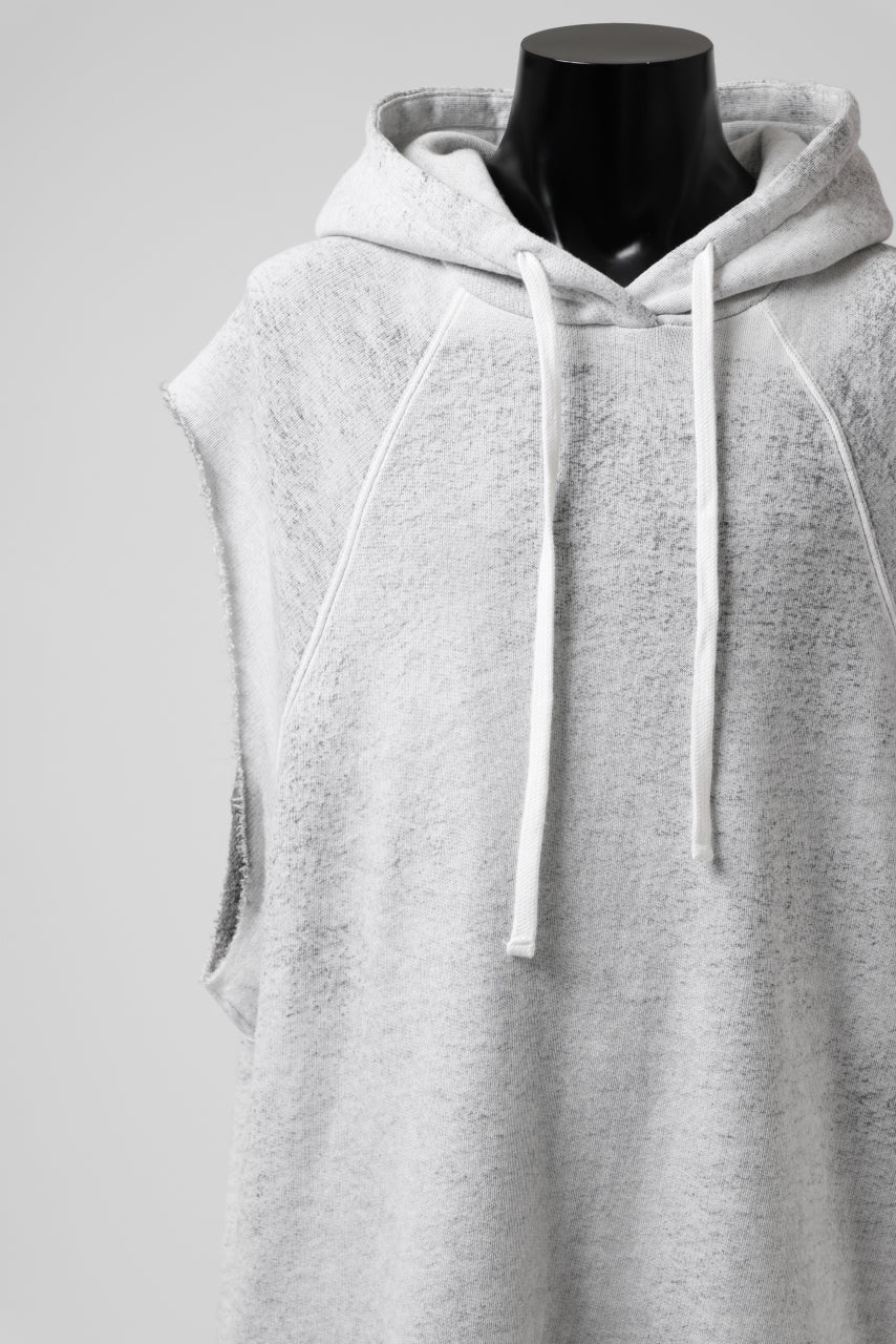thomkrom SPLAY DYED SLEEVELESS HOODIE TOPS / FRENCH TERRY ORGANIC (OFF WHITE) - Image 8