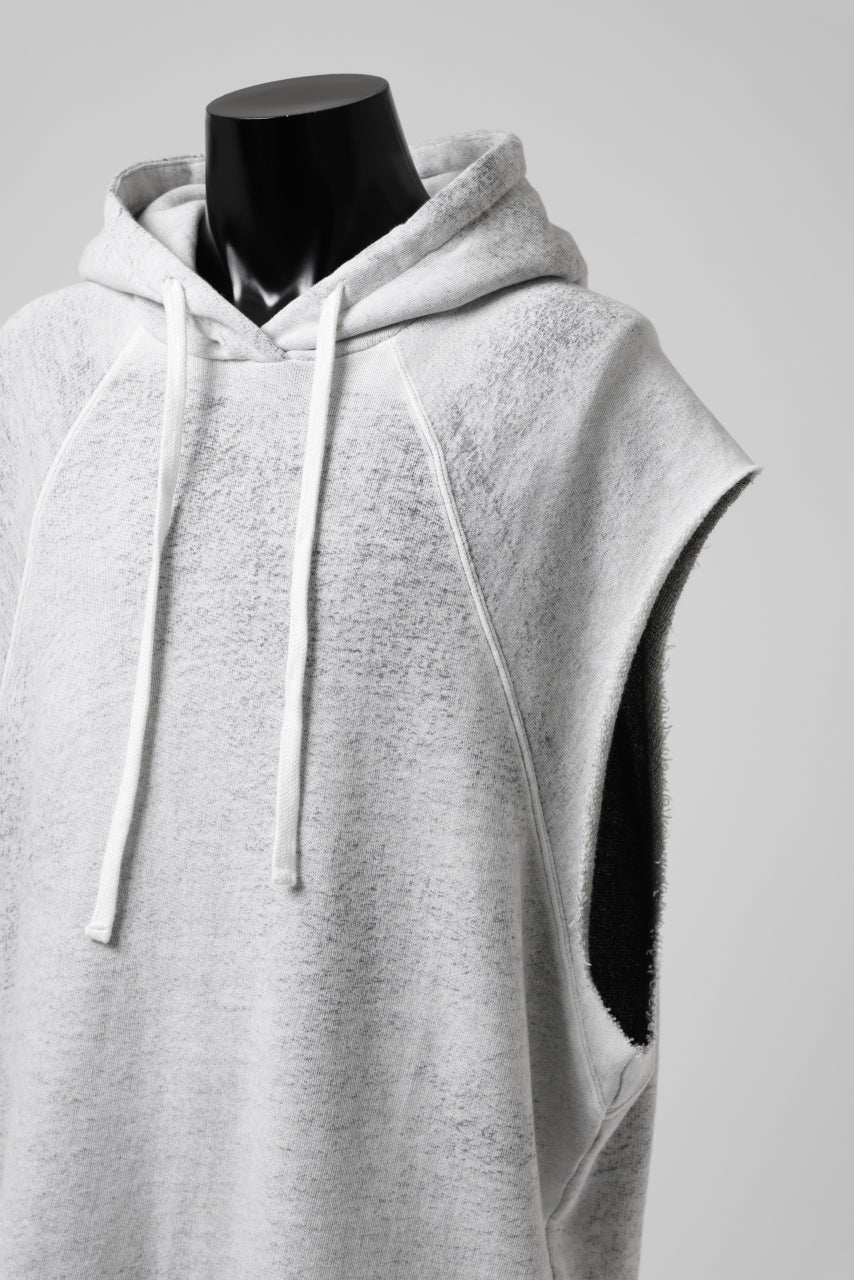 thomkrom SPLAY DYED SLEEVELESS HOODIE TOPS / FRENCH TERRY ORGANIC (OFF WHITE) - Image 9