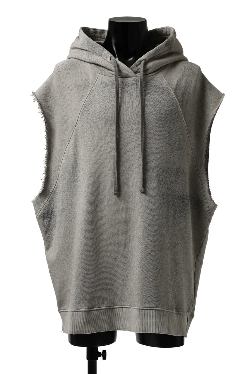 thomkrom SPLAY DYED SLEEVELESS HOODIE TOPS / FRENCH TERRY ORGANIC (SAND)